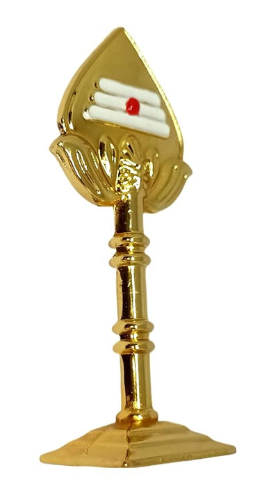 Handmade Metal Lord Muruga's Vel idol featuring double-sided design, ideal for car dashboards, showcasing sacred symbols and auspicious "Om."
