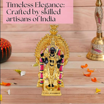 Handmade Lord Murugan statue crafted from resin, featuring intricate details, ideal for enhancing home decor, office spaces, or altars.