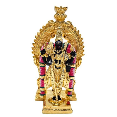 Handmade Lord Murugan statue crafted from resin, featuring intricate details, ideal for enhancing home decor, office spaces, or altars.
