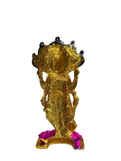 Handcrafted brass idol of Lord Narayan, showcasing intricate detailing, symbolizing preservation and spirituality in Hinduism.