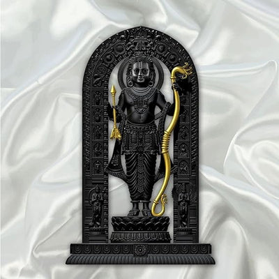 A beautifully crafted handmade resin Lord Ram Lalla idol with an antique finish, ideal for home, car, and spiritual decor.