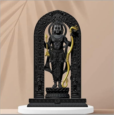 A beautifully crafted handmade resin Lord Ram Lalla idol with an antique finish, ideal for home, car, and spiritual decor.
