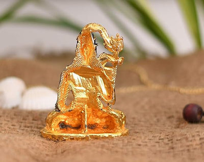 Handcrafted Lord Shiva idol with a gold finish, symbolizing protection and wisdom, ideal for home, office, or altar decoration