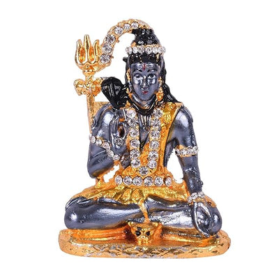 Handcrafted Lord Shiva idol with a gold finish, symbolizing protection and wisdom, ideal for home, office, or altar decoration