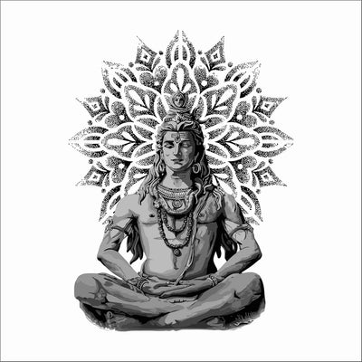 Lord Shiva meditating wall sticker, showcasing intricate design and vibrant colors, perfect for enhancing spiritual decor in homes.