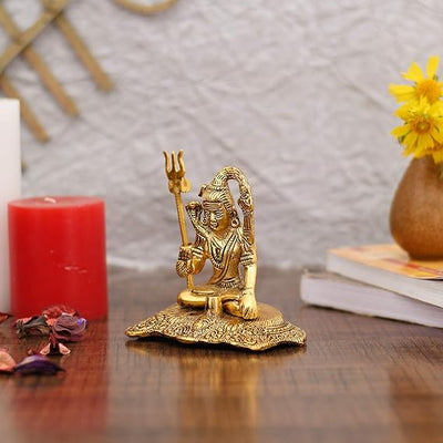 Handmade metal idol of Lord Shiva, featuring intricate details, ideal for home altar, temple, or office decor
