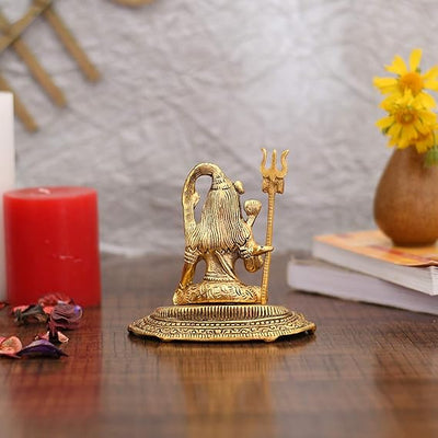 Handmade metal idol of Lord Shiva, featuring intricate details, ideal for home altar, temple, or office decor
