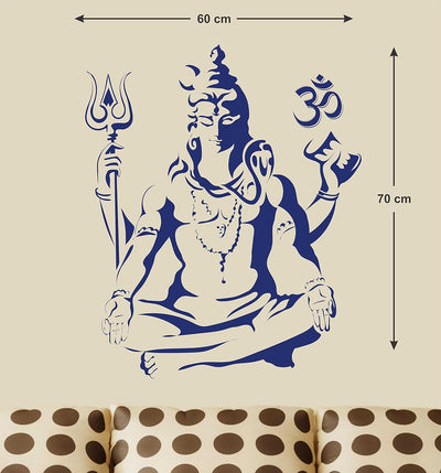 A serene Lord Shiva Om Meditating wall sticker in tranquil blue, perfect for enhancing spiritual ambiance in homes.