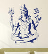 A serene Lord Shiva Om Meditating wall sticker in tranquil blue, perfect for enhancing spiritual ambiance in homes.