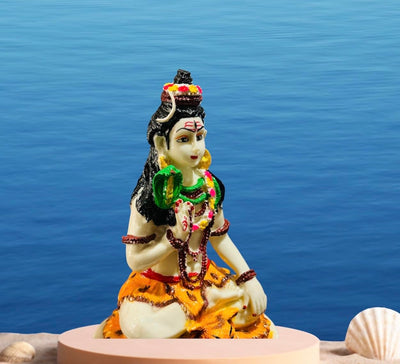 Handmade Lord Shiva idol in resin, symbolizing strength and spirituality, ideal for home decor or altar