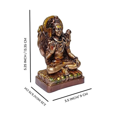 Handmade resin statue of Lord Shiva Shankar, depicting his majestic pose with Nandi, ideal for home, office, or altar decor.