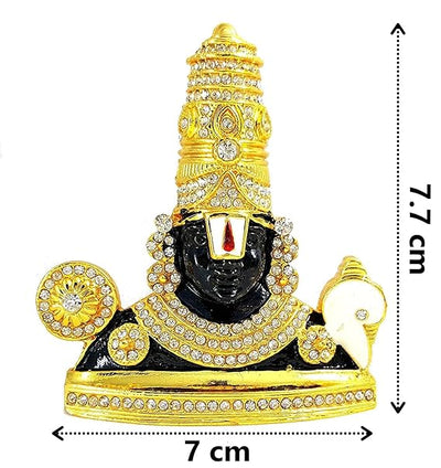 Handmade Lord Tirupati Balaji idol crafted from black gold metal, symbolizing devotion and prosperity, suitable for various spaces.