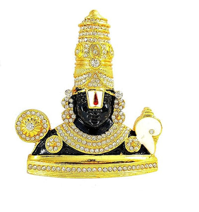 Handmade Lord Tirupati Balaji idol crafted from black gold metal, symbolizing devotion and prosperity, suitable for various spaces.
