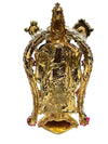 Handmade brass Lord Tirupati Balaji idol with intricate details, ideal for car dashboards, altars, and spiritual decor, showcasing divine craftsmanship.