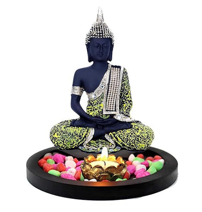 Handcrafted Lord Buddha idol made from premium resin, featuring intricate detailing. Ideal for home decor, symbolizing peace and tranquility