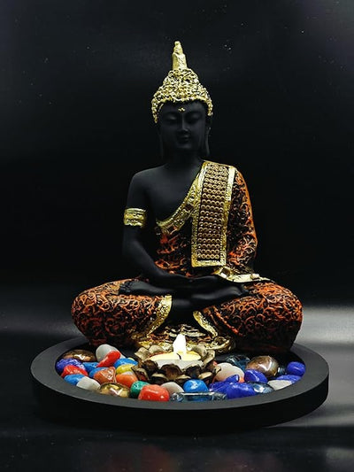 Handcrafted Lord Buddha idol made from high-quality resin, featuring intricate detailing. Ideal for home decor, symbolizing peace and tranquility