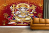 Vibrant Lord Ganesha wall sticker, measuring 121.9L x 0.3W x 91.4H cm, crafted from durable matte vinyl, ideal for adding spirituality to decor.