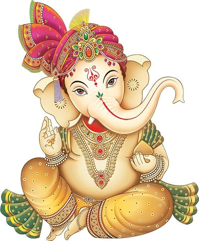 Colorful Lord Ganesha wall sticker measuring 52.5L x 4.5W x 4.5H cm, made from durable PVC, ideal for enhancing home decor and spiritual ambiance.