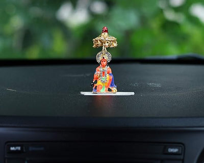Handmade aluminum idol of Lord Hanuman, intricately designed for car dashboards or home altars, symbolizing strength, protection, and devotion.