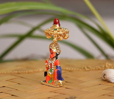Handmade aluminum idol of Lord Hanuman, intricately designed for car dashboards or home altars, symbolizing strength, protection, and devotion.