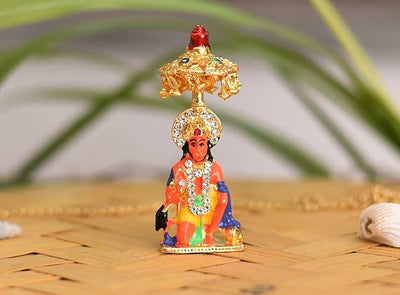 Handmade aluminum idol of Lord Hanuman, intricately designed for car dashboards or home altars, symbolizing strength, protection, and devotion.