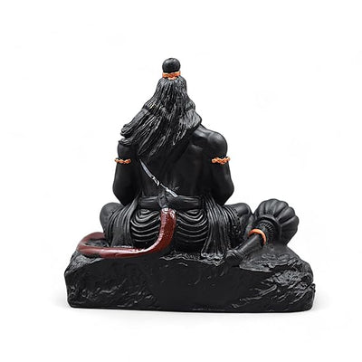 Handmade black resin idol of Lord Hanuman Ji, showcasing intricate design with Lord Ram Ji, ideal for car dashboards and home altars.