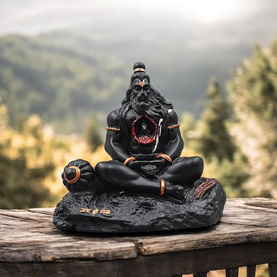 Handmade black resin idol of Lord Hanuman Ji, showcasing intricate design with Lord Ram Ji, ideal for car dashboards and home altars.
