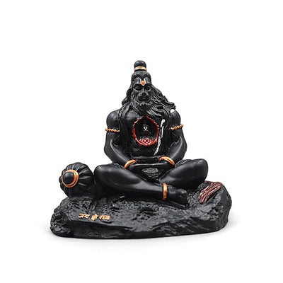 Handmade black resin idol of Lord Hanuman Ji, showcasing intricate design with Lord Ram Ji, ideal for car dashboards and home altars.