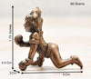 Handmade copper statue of Lord Hanuman, showcasing intricate details and craftsmanship, ideal for altars or decorative purposes.