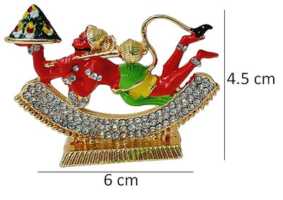 Handcrafted Lord Hanuman Ji metal idol in flight, showcasing intricate details and elegant design, ideal for altars and home decor.