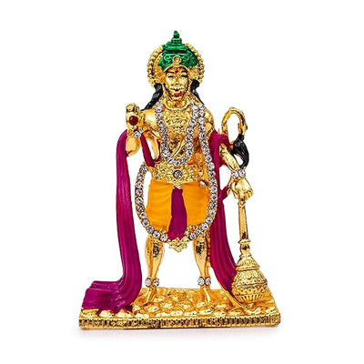 Handmade Lord Hanuman metal idol with intricate detailing, symbolizing strength and devotion, ideal for spiritual decor in various settings.