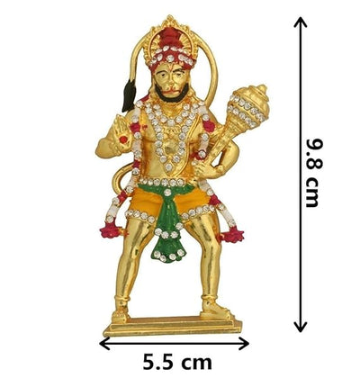 Handmade Lord Hanuman metal idol with intricate detailing, ideal for car dashboards, home decor, or mandir altars.