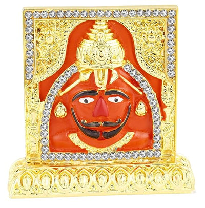 Handmade Lord Hanuman metal idol with intricate detailing, ideal for car dashboards, home decor, or mandir altars.