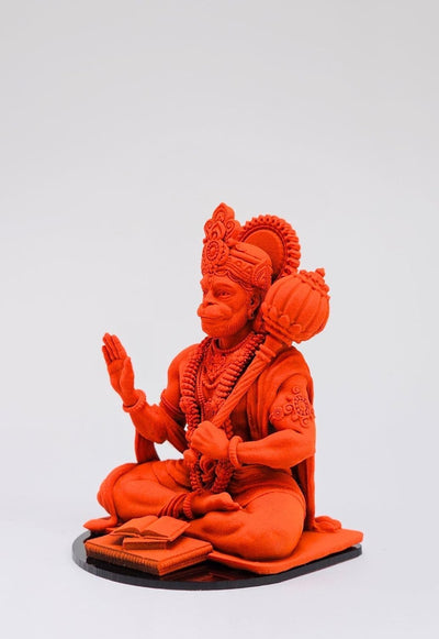 Handmade resin idol of Lord Hanuman, intricately designed, ideal for home altar or office decor, symbolizing strength, protection, and devotion.