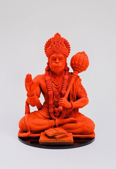 Handmade resin idol of Lord Hanuman, intricately designed for altars or home decor, symbolizing strength, protection, and positive energy.