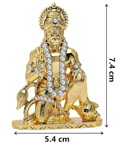 Handmade Lord Hanuman idol in metal, showcasing intricate detailing and a portable design for spiritual spaces.