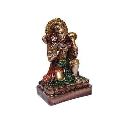 A beautifully crafted resin idol of Lord Hanuman in a meditative pose, showcasing intricate details and a serene expression, ideal for spiritual decor.