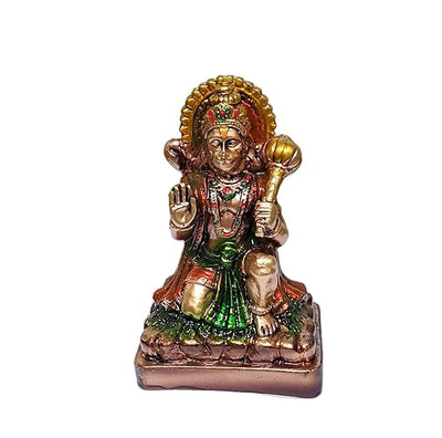 A beautifully crafted resin idol of Lord Hanuman in a meditative pose, showcasing intricate details and a serene expression, ideal for spiritual decor.
