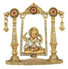 Handmade Lord Hanuman metal statue on a jhula, featuring intricate detailing and a portable design, ideal for spiritual decor.