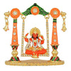 Handmade Lord Hanuman metal statue on a jhula, showcasing intricate detailing and a portable design for spiritual spaces.