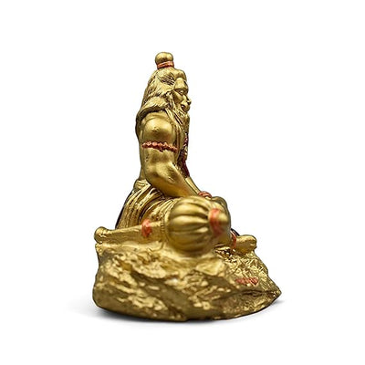 Handmade resin idol of Lord Hanuman Ji, showcasing intricate design with Lord Ram Ji enshrined, ideal for car dashboards and home altars.