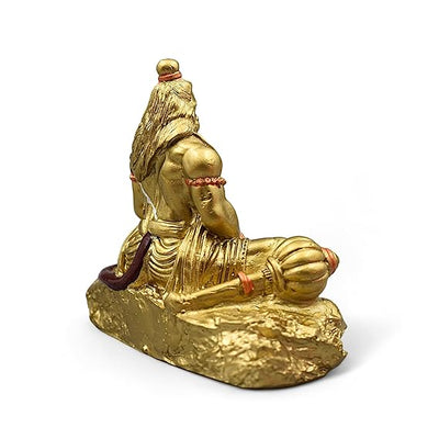 Handmade resin idol of Lord Hanuman Ji, showcasing intricate design with Lord Ram Ji enshrined, ideal for car dashboards and home altars.