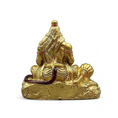 Handmade resin idol of Lord Hanuman Ji, showcasing intricate design with Lord Ram Ji enshrined, ideal for car dashboards and home altars.