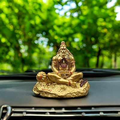 Handmade resin idol of Lord Hanuman Ji, showcasing intricate design with Lord Ram Ji enshrined, ideal for car dashboards and home altars.
