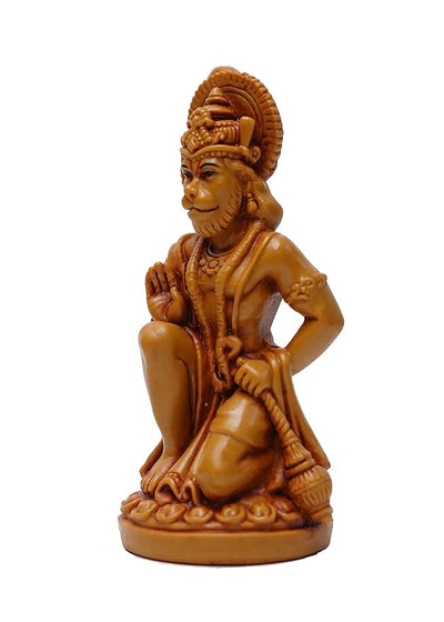 Handmade Lord Hanuman Ji idol in vibrant colors, crafted from resin, ideal for altars and home decor, symbolizing strength and devotion.
