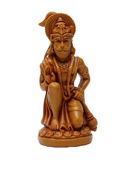 Handmade Lord Hanuman Ji idol in vibrant colors, crafted from resin, ideal for altars and home decor, symbolizing strength and devotion.