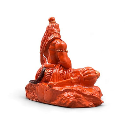 Handmade resin idol of Lord Hanuman Ji, featuring intricate design with Lord Ram Ji enshrined, perfect for car dashboards or home altars.