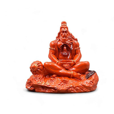 Handmade resin idol of Lord Hanuman Ji, featuring intricate design with Lord Ram Ji enshrined, perfect for car dashboards or home altars.