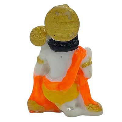 Handmade Lord Hanuman Ji marble dust idol in a seated posture, symbolizing strength and protection, perfect for altars and home decor.