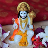 Handmade Lord Hanuman Ji marble dust idol in a seated posture, symbolizing strength and protection, perfect for altars and home decor.
